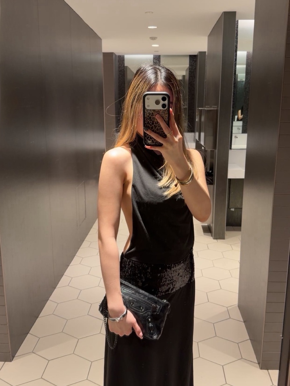 Black maxi dress with sequin